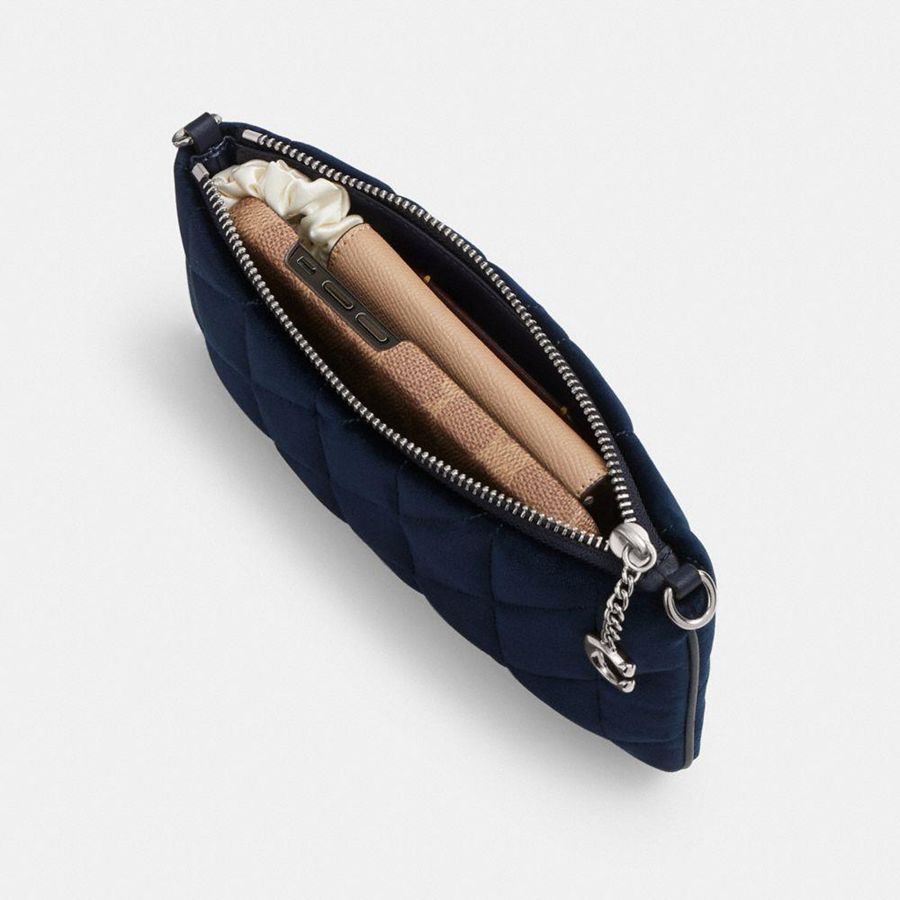 Navy Women COACH® Pouch With Quilting Crossbody Bag | 79830IURC