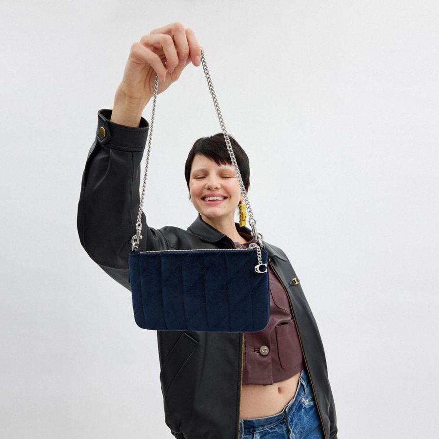 Navy Women COACH® Pouch With Quilting Crossbody Bag | 79830IURC