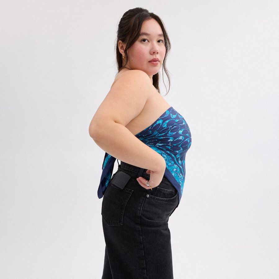 Navy Women COACH® Signature Rose Meadow Print Silk Square Scarf | 05931KHQF