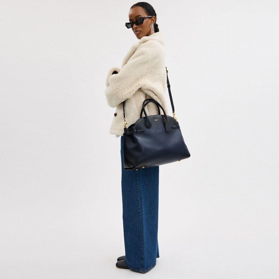 Navy Women COACH® Soft Empire Carryall 40 Tote Bags | 09631FUKD