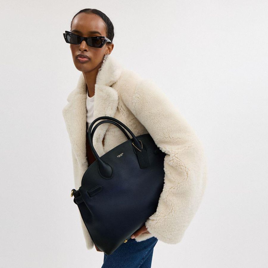 Navy Women COACH® Soft Empire Carryall 40 Tote Bags | 09631FUKD