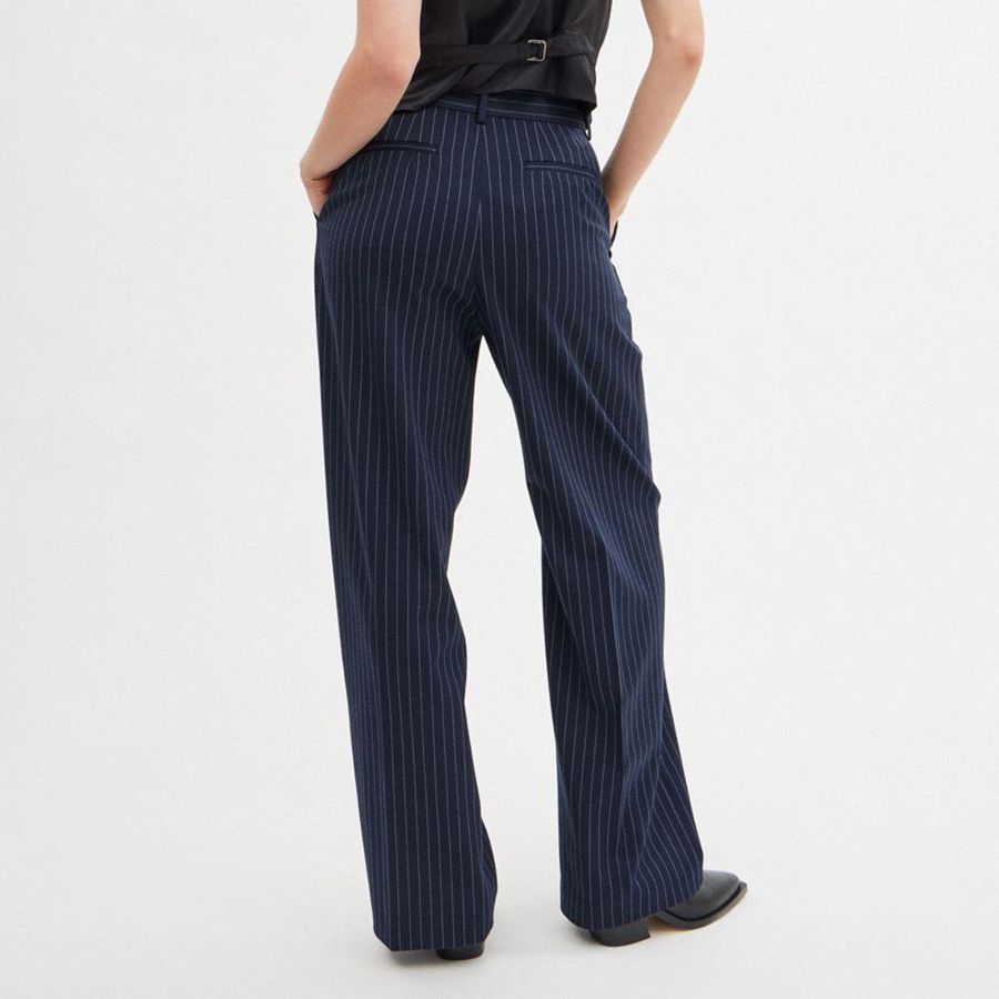 Navy Women COACH® Wide Leg Trousers Pants | 40578FAPU