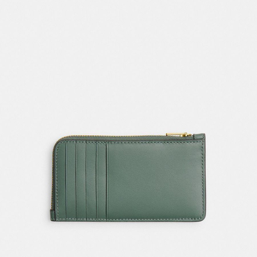 Olive Women COACH® New York Zip Card Case Wallet | 75013GUYK