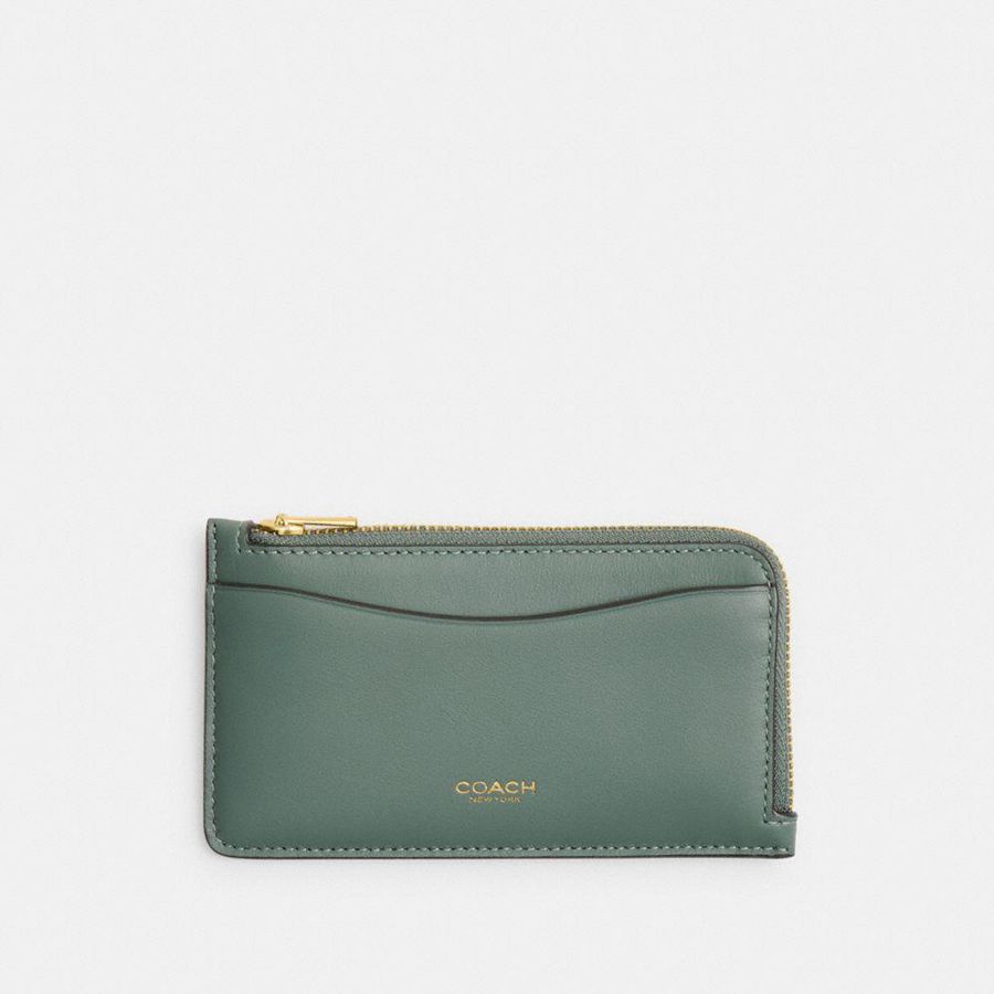 Olive Women COACH® New York Zip Card Case Wallet | 75013GUYK