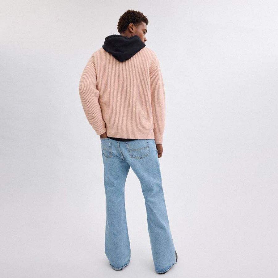 Pink Women COACH® Crewneck Bow In Recycled Wool Sweater | 78903PMYH