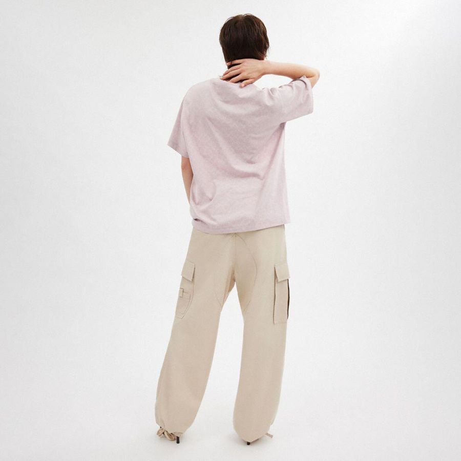Pink Women COACH® Signature Bow In Organic Cotton T-Shirt | 02713DKTS