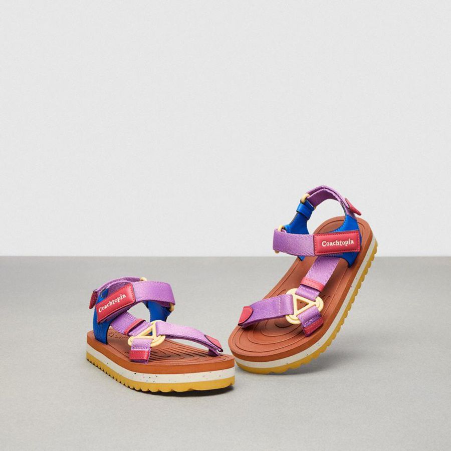 Pink Women COACH® Strappy Sandals | 37658SIJK