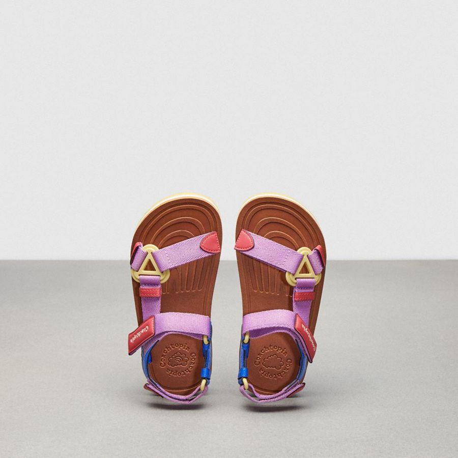 Pink Women COACH® Strappy Sandals | 37658SIJK