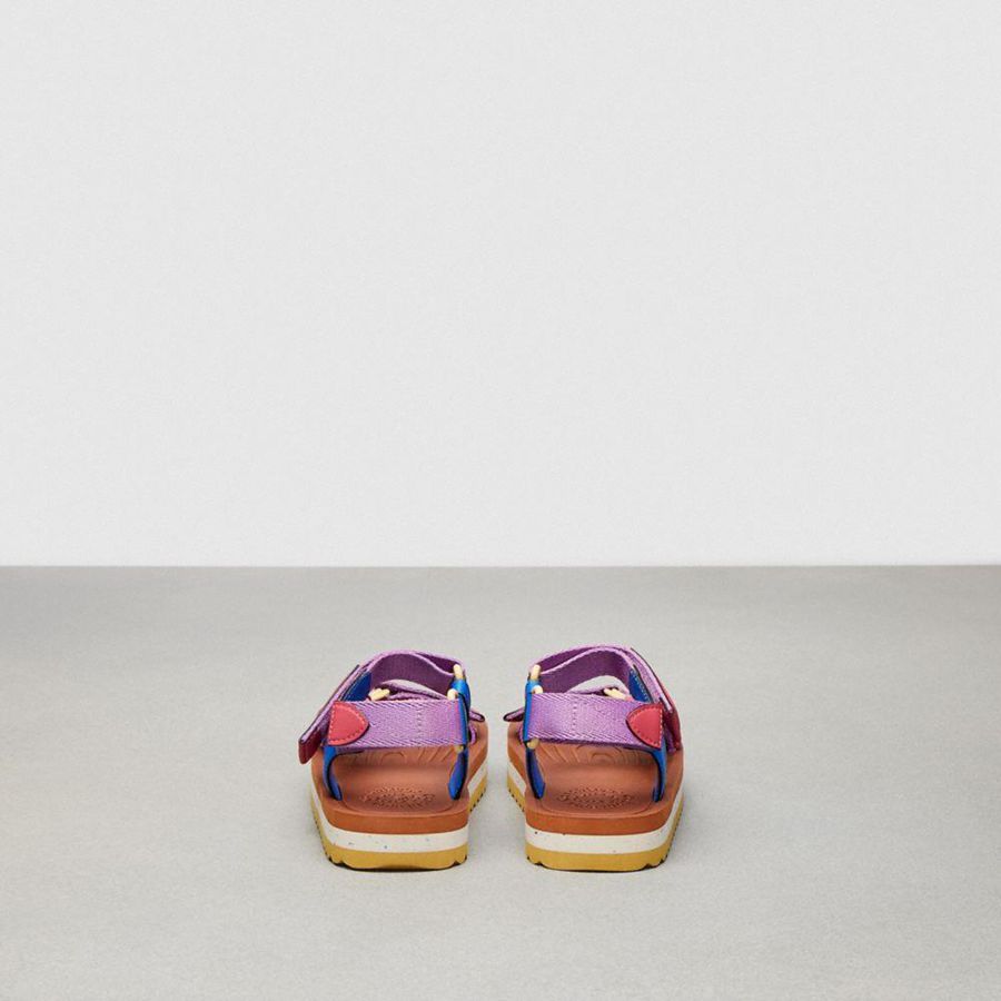 Pink Women COACH® Strappy Sandals | 37658SIJK