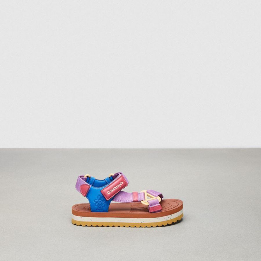 Pink Women COACH® Strappy Sandals | 37658SIJK