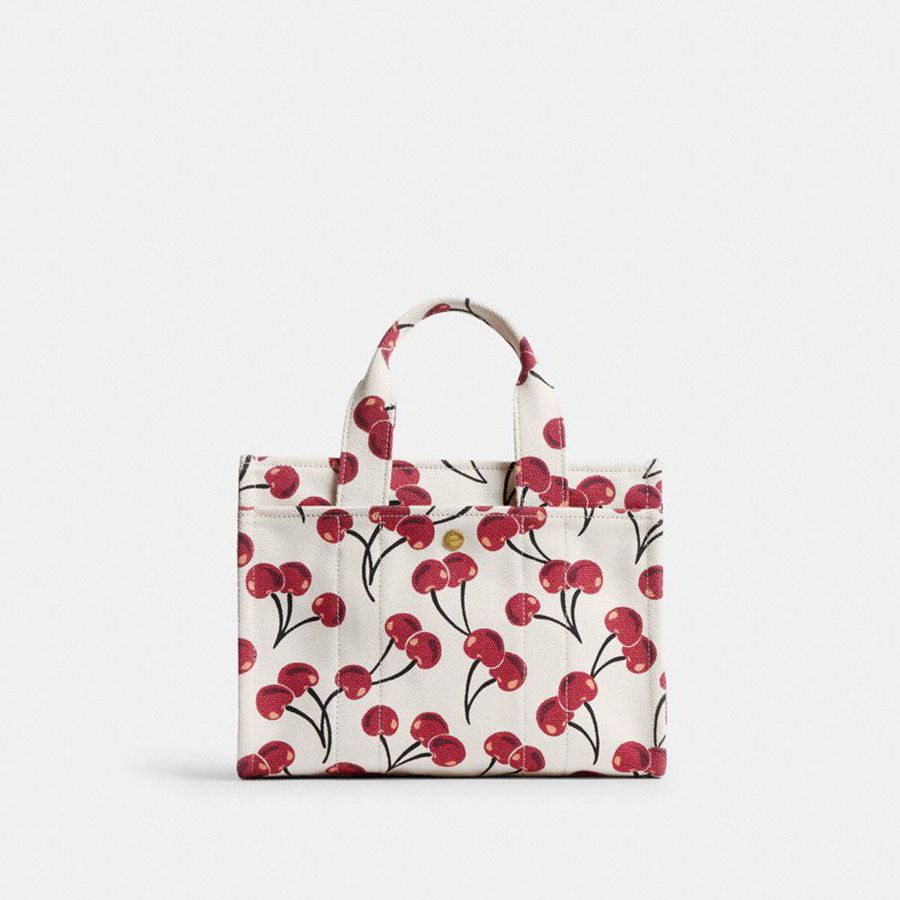 Red Women COACH® Cargo 26 With Cherry Print Tote Bags | 93628AUFH