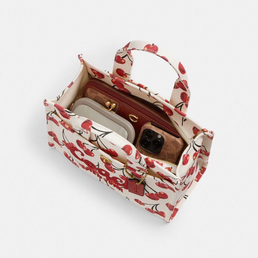 Red Women COACH® Cargo 26 With Cherry Print Tote Bags | 93628AUFH