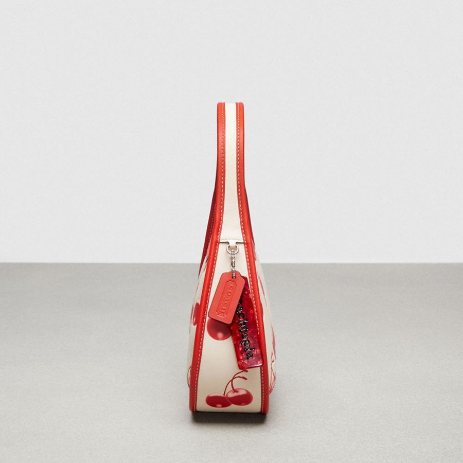 Red Women COACH® Ergo In Coachtopia Leather With Cherry Print Tote Bags | 73465PJLO