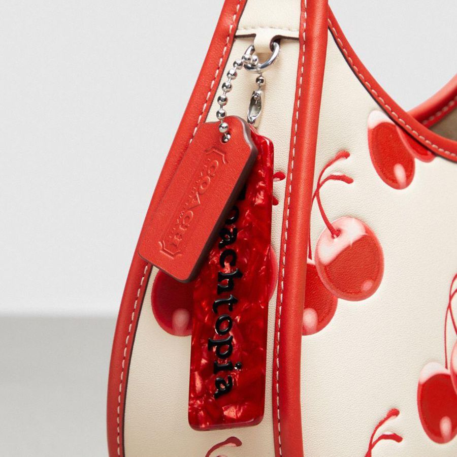 Red Women COACH® Ergo In Coachtopia Leather With Cherry Print Tote Bags | 73465PJLO