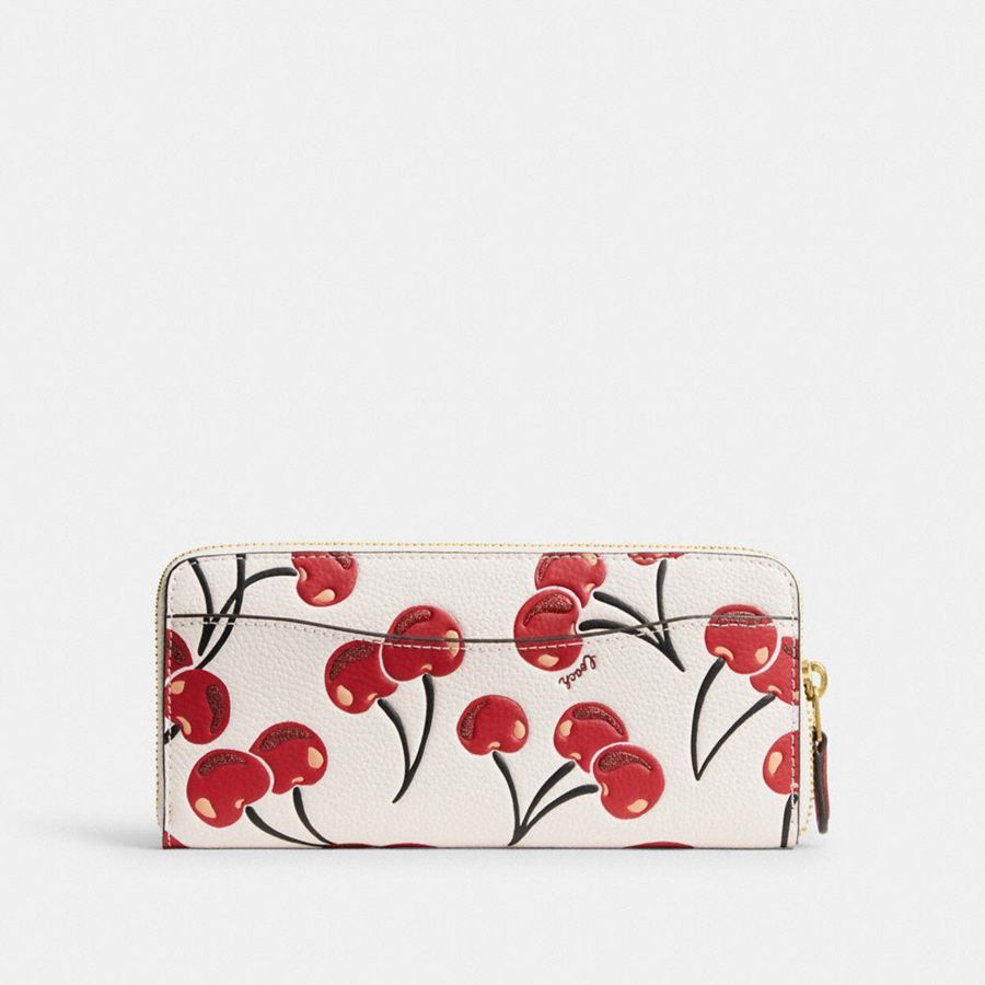 Red Women COACH® Essential Slim Accordion Zip With Cherry Print Wallet | 39870GCEL