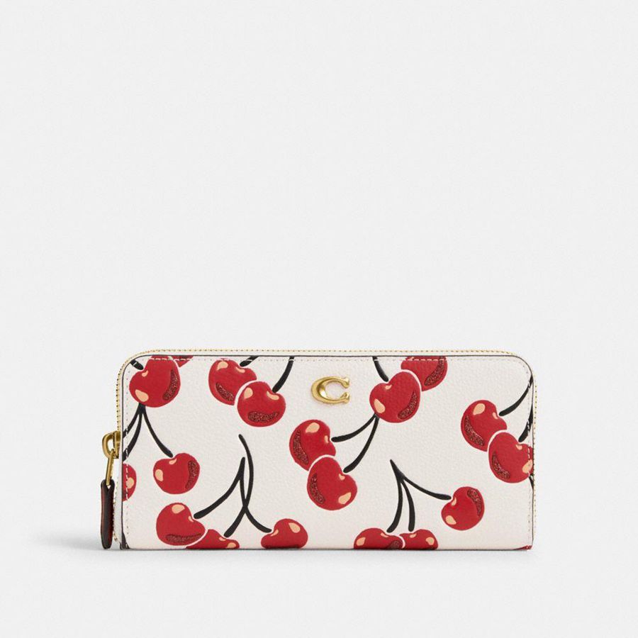 Red Women COACH® Essential Slim Accordion Zip With Cherry Print Wallet | 39870GCEL
