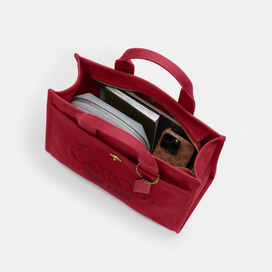 Red Women COACH® New Year Cargo With Coach Snake Script Tote Bags | 31726IEFX