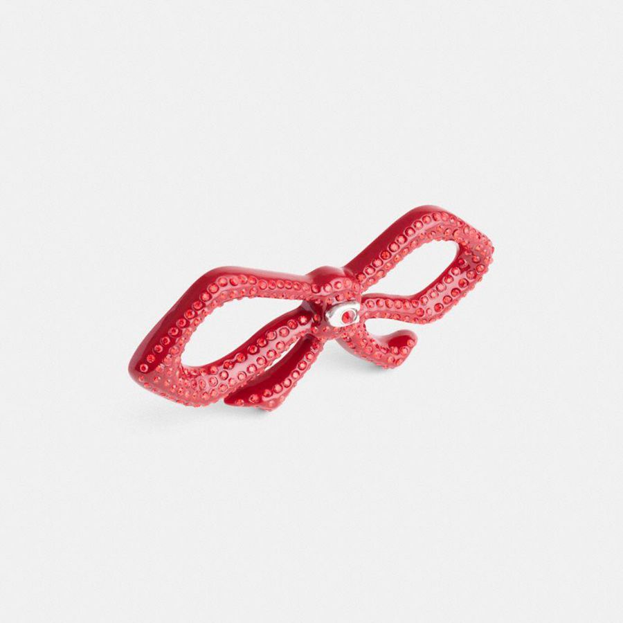 Red Women COACH® Pavé Bow Barrette Jewelry | 21789BMGH