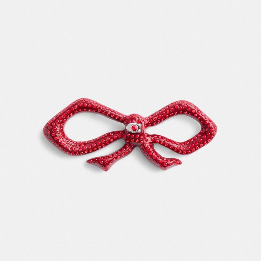 Red Women COACH® Pavé Bow Barrette Jewelry | 21789BMGH