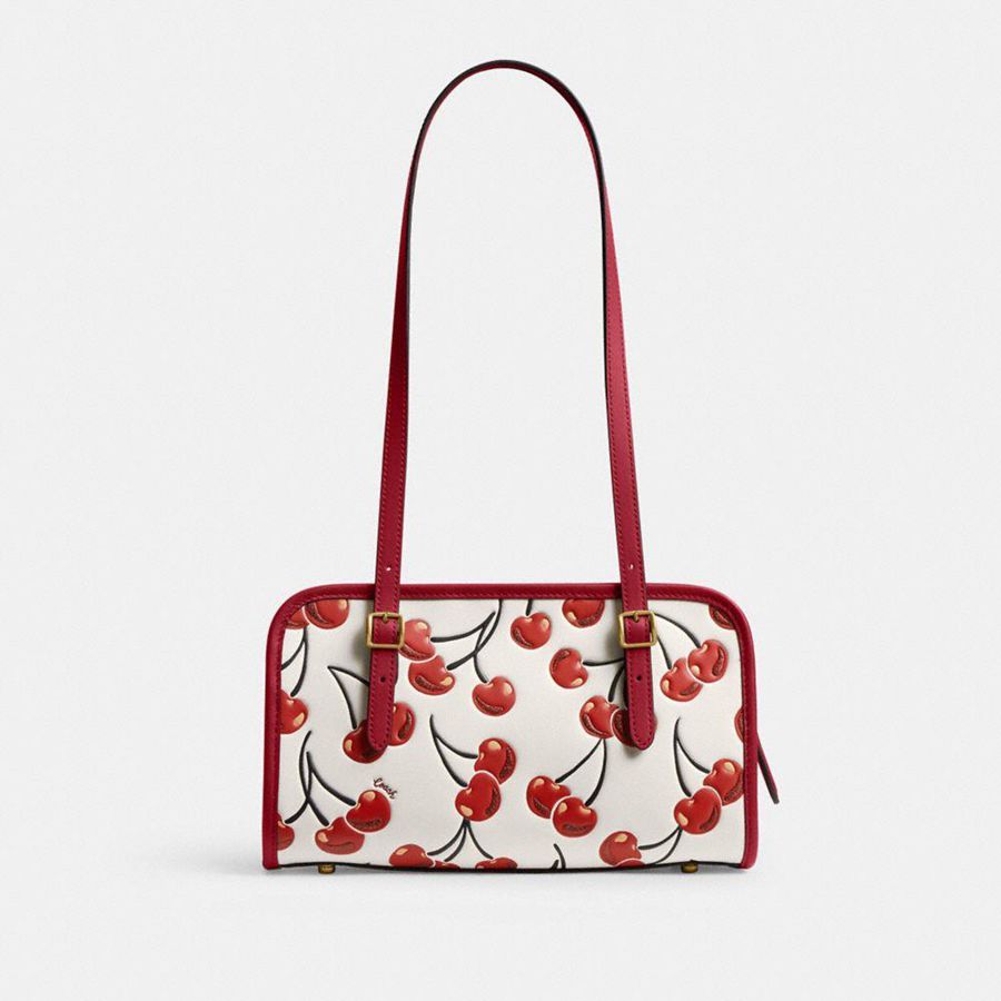 Red Women COACH® Swing Zip With Cherry Print Shoulder Bag | 15674XZHU
