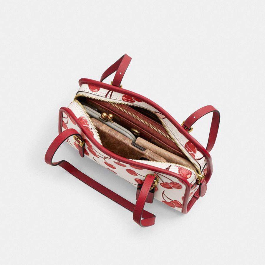 Red Women COACH® Swing Zip With Cherry Print Shoulder Bag | 15674XZHU