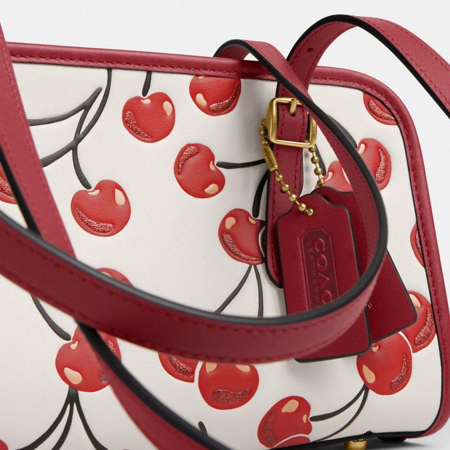 Red Women COACH® Swing Zip With Cherry Print Shoulder Bag | 15674XZHU