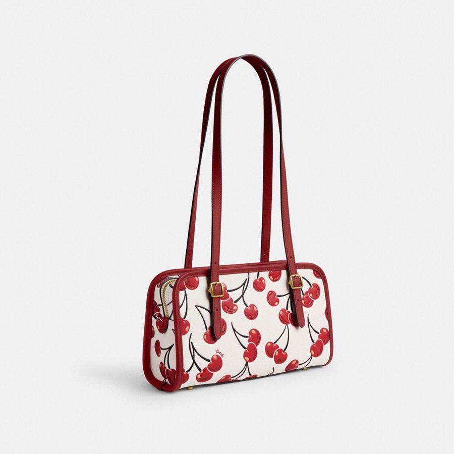 Red Women COACH® Swing Zip With Cherry Print Shoulder Bag | 15674XZHU