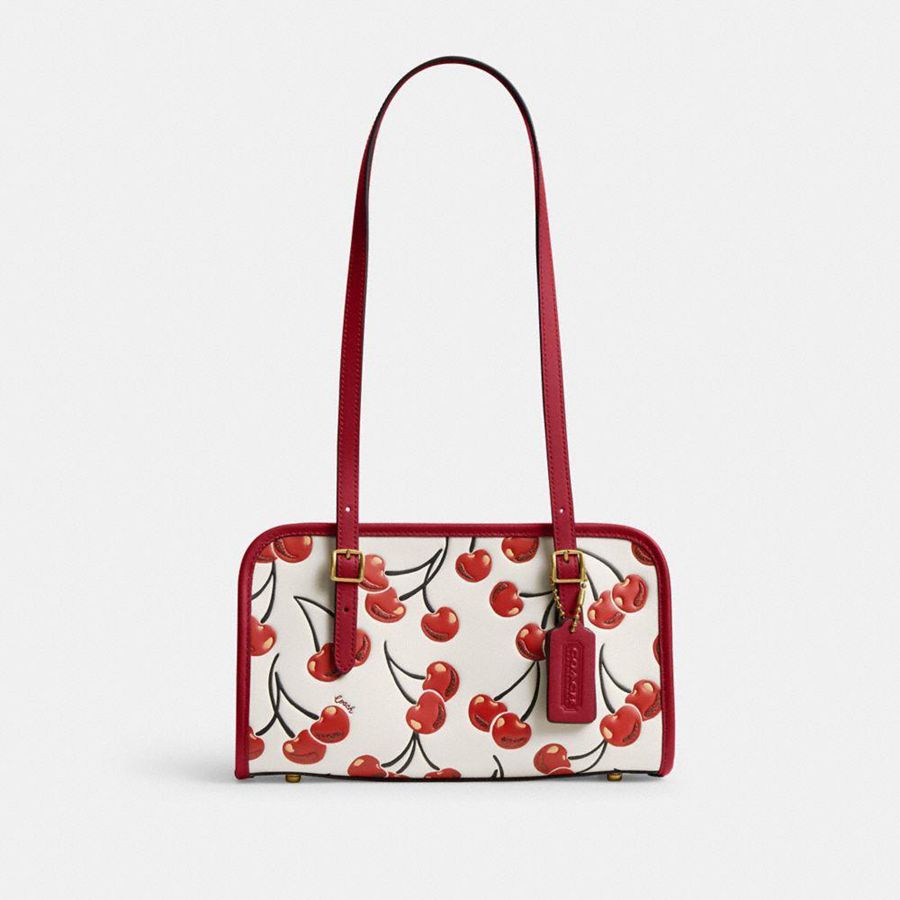 Red Women COACH® Swing Zip With Cherry Print Shoulder Bag | 15674XZHU