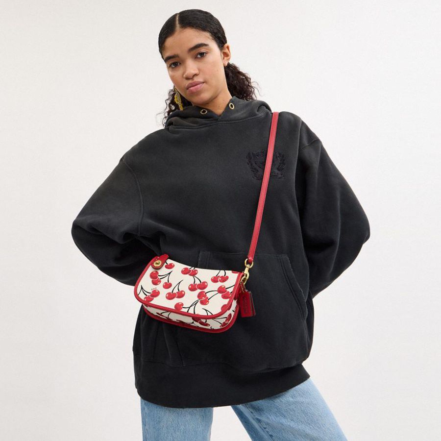 Red Women COACH® Swinger With Cherry Print Crossbody Bag | 84293NYOQ