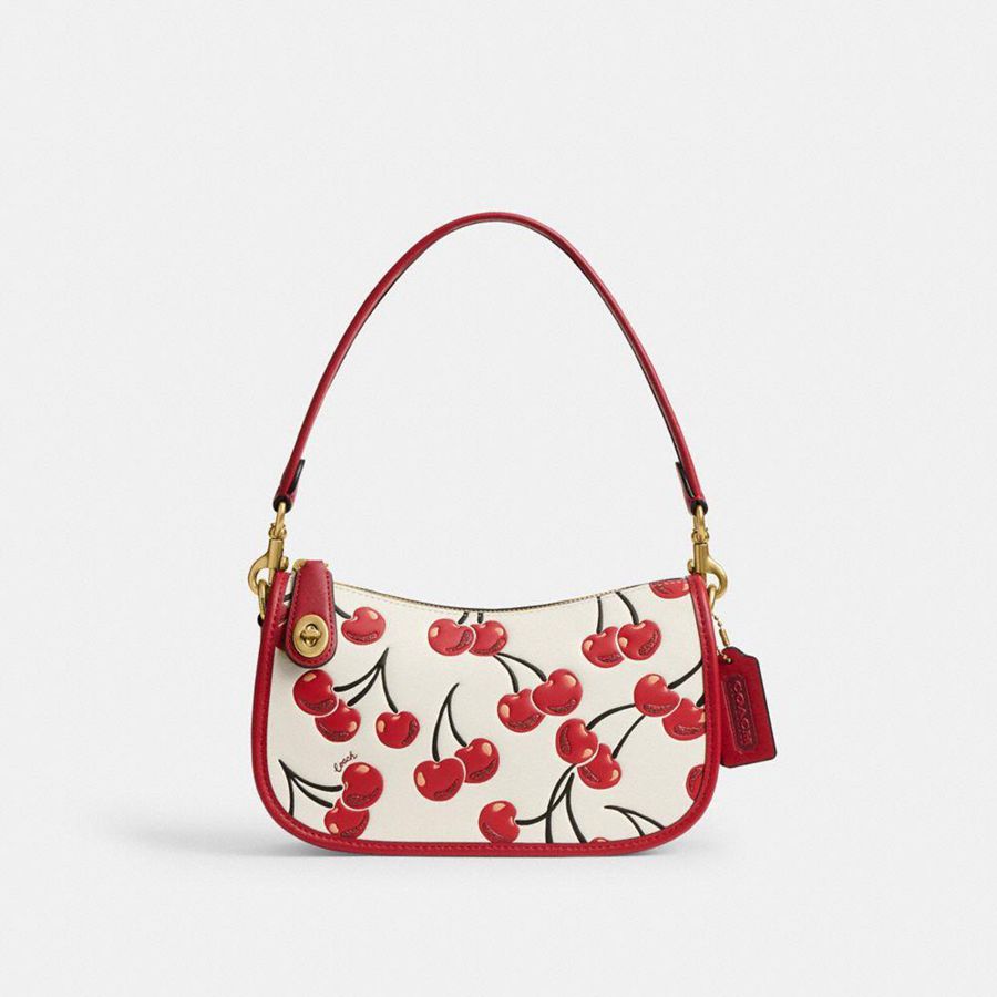 Red Women COACH® Swinger With Cherry Print Crossbody Bag | 84293NYOQ