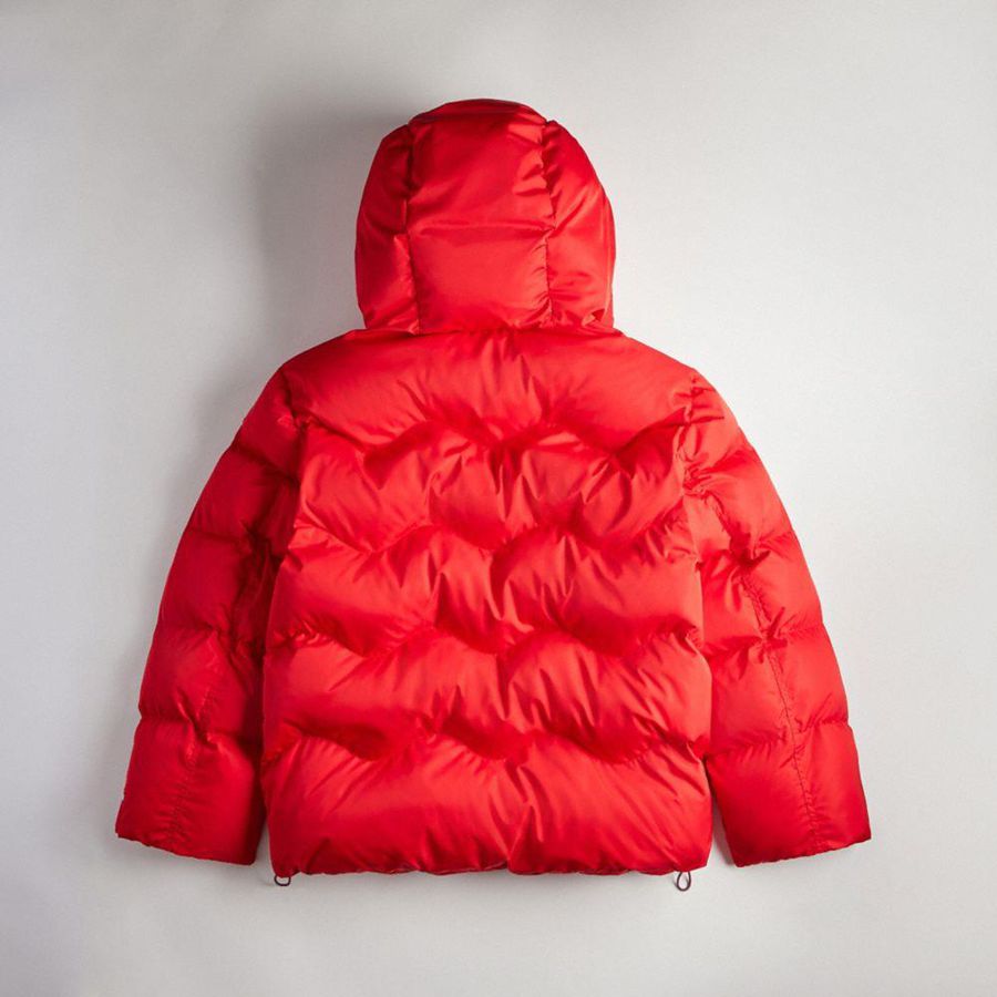 Red Women COACH® Topia Loop Puffer Jacket | 12386RVHK