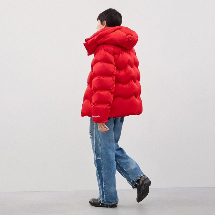 Red Women COACH® Topia Loop Puffer Jacket | 12386RVHK