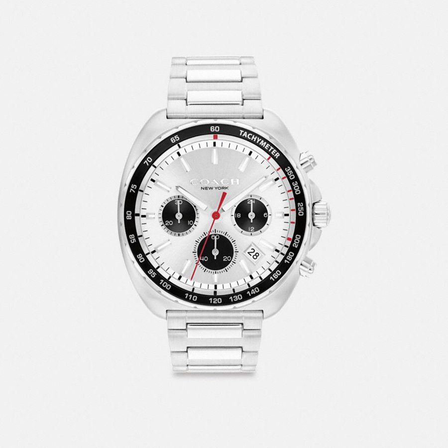 Silver Men COACH® Charter Chronograph, 44 Mm Watches | 75362OJHE