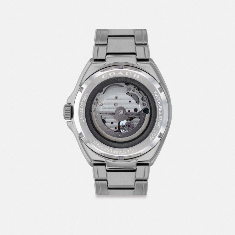 Silver Men COACH® Jackson Automatic, 45 Mm Watches | 69325RSXM