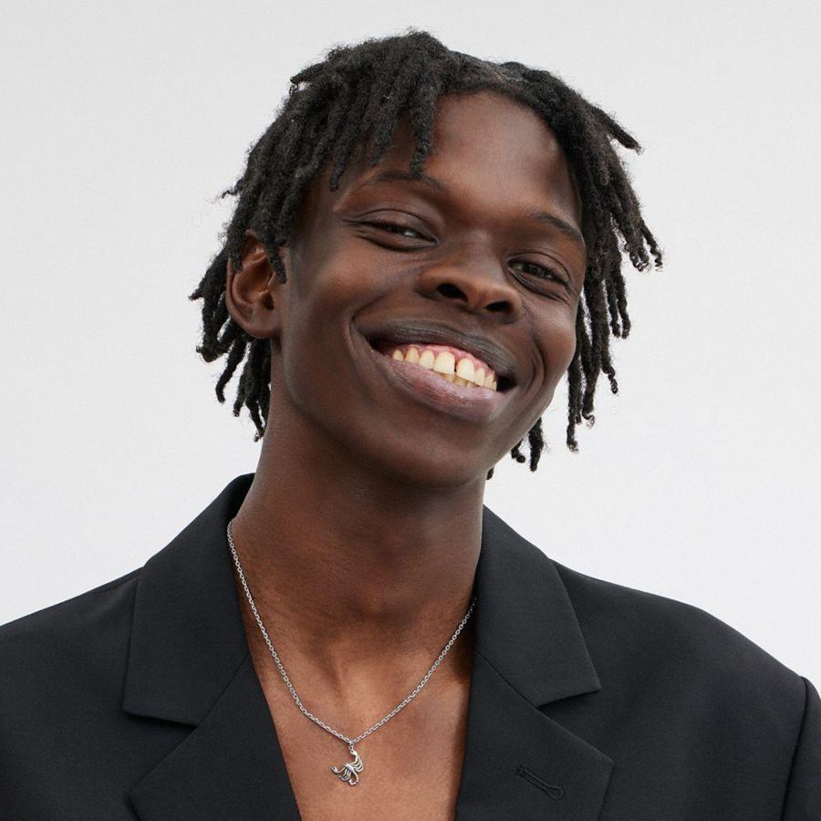 Silver Men COACH® Sterling Scorpion Pendant Necklace Jewelry | 39671BZSU