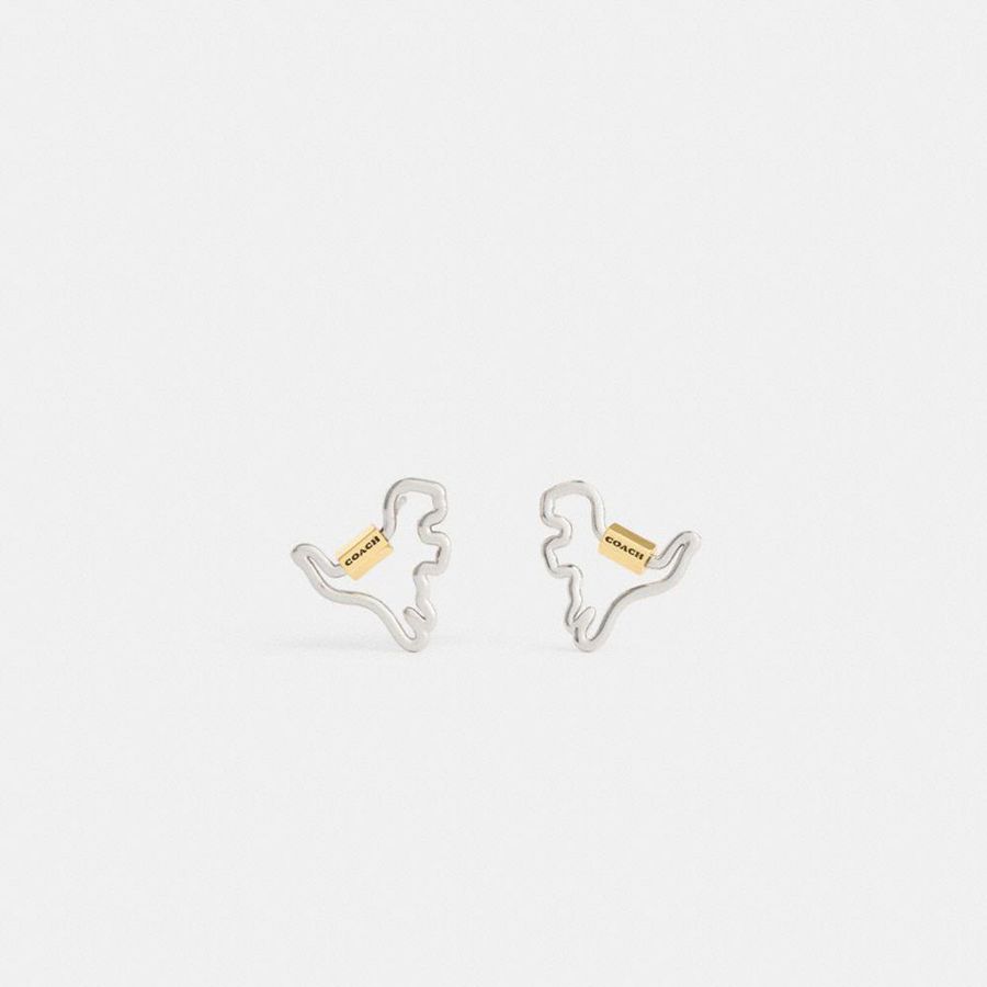 Silver Women COACH® Carabiner Rexy Stud Earrings Jewelry | 47693WOEZ