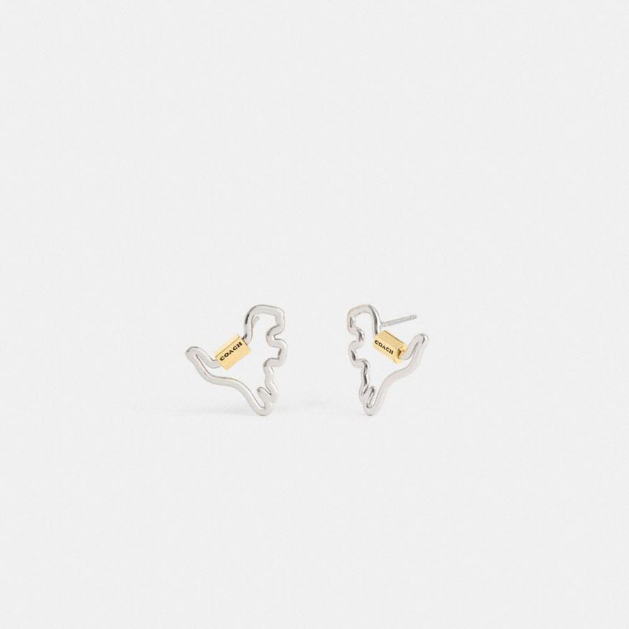 Silver Women COACH® Carabiner Rexy Stud Earrings Jewelry | 47693WOEZ