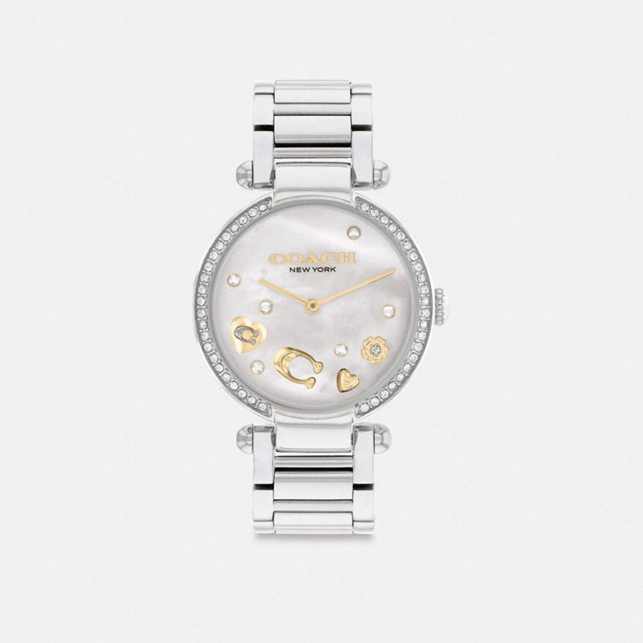 Silver Women COACH® Cary, 34 Mm Watches | 36087OFWM