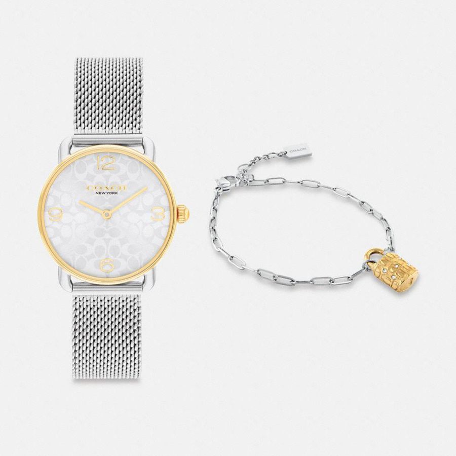 Silver Women COACH® Elliot Gift Set, 28 Mm Watches | 45178FOKR