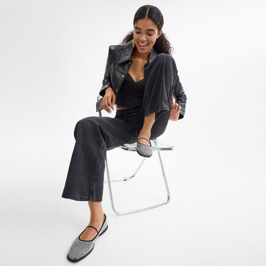Silver Women COACH® Emilia Mary Jane With Crystal Loafers | 16597IAPK