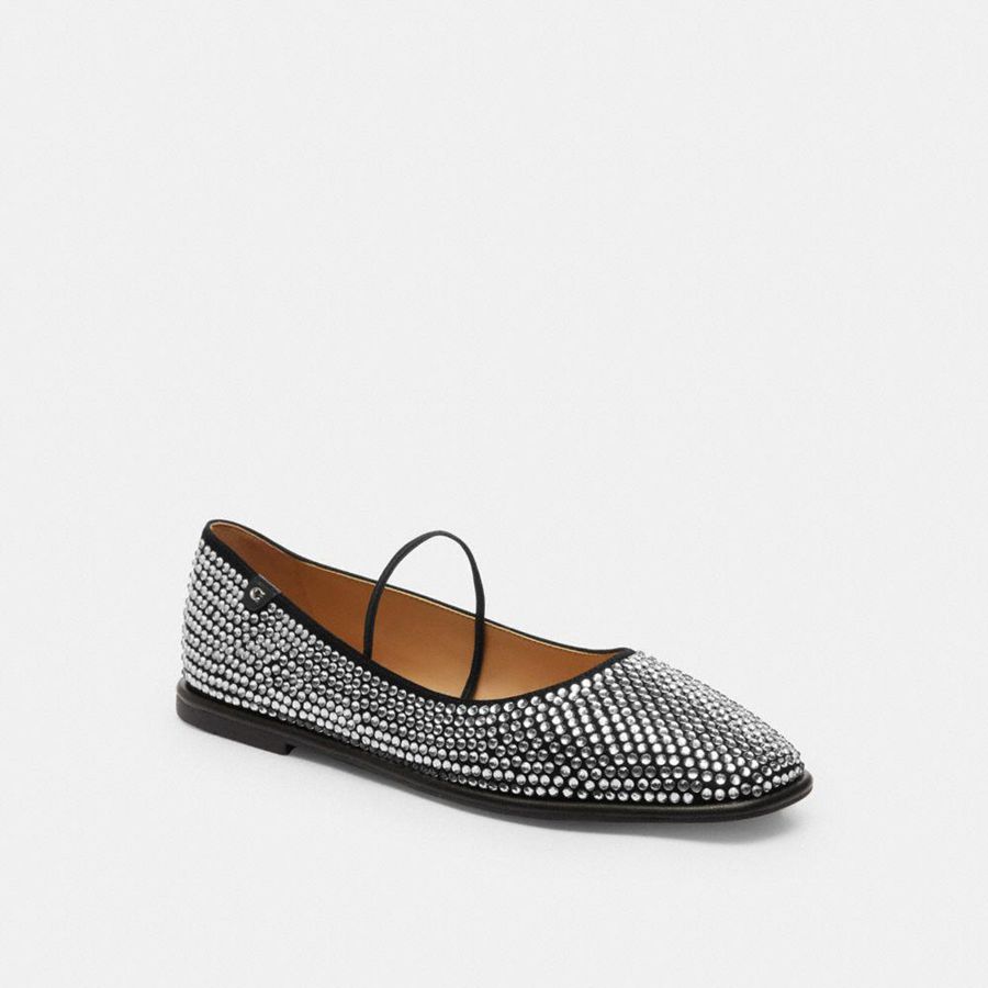 Silver Women COACH® Emilia Mary Jane With Crystal Loafers | 16597IAPK
