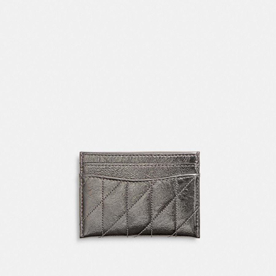 Silver Women COACH® Essential Card Case With Quilting Wallet | 94218SKED