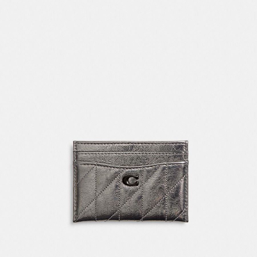 Silver Women COACH® Essential Card Case With Quilting Wallet | 94218SKED