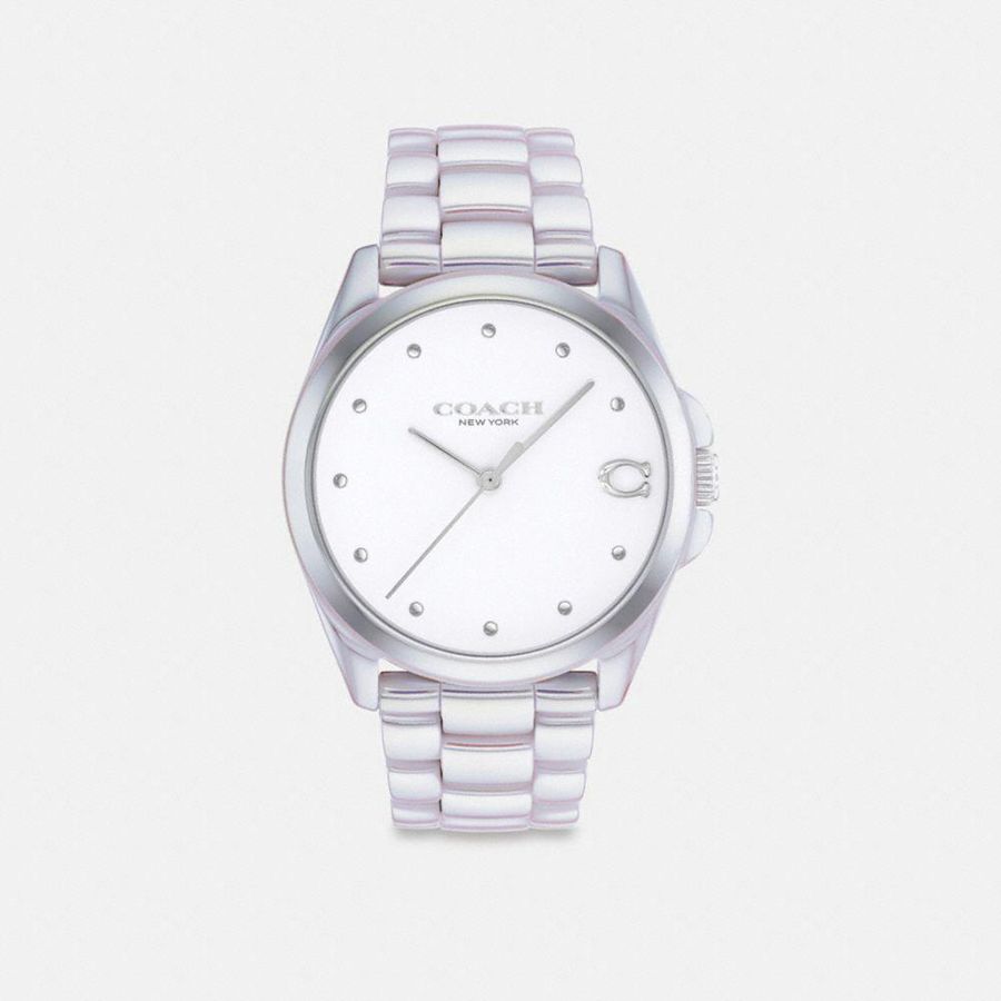 Silver Women COACH® Greyson, 36 Mm Watches | 41986TSNQ