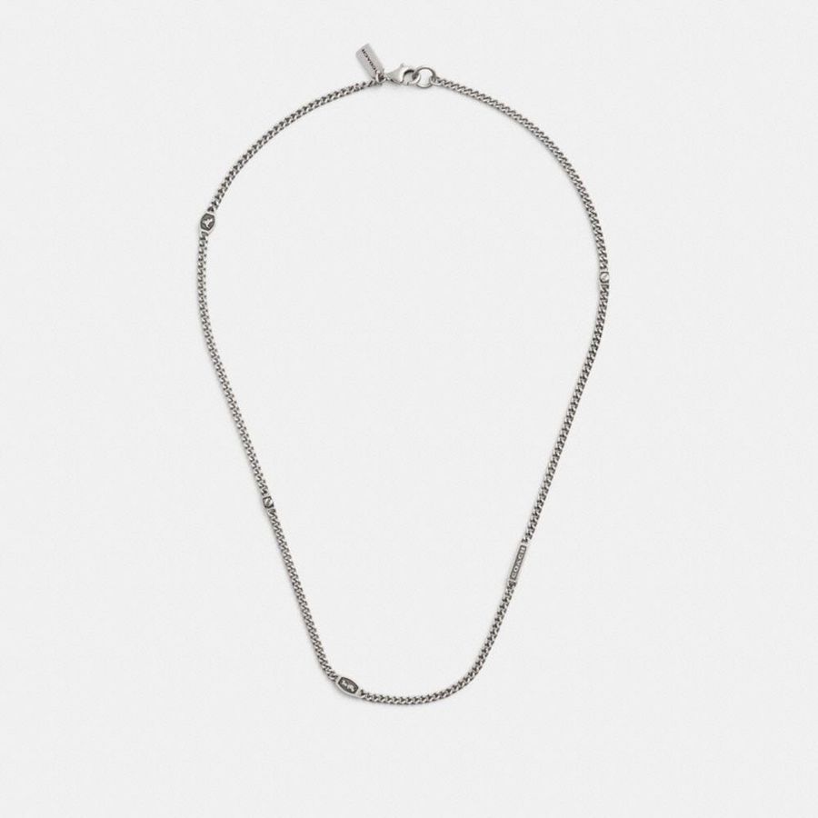 Silver Women COACH® Hallmark Necklace Jewelry | 80597MBGV
