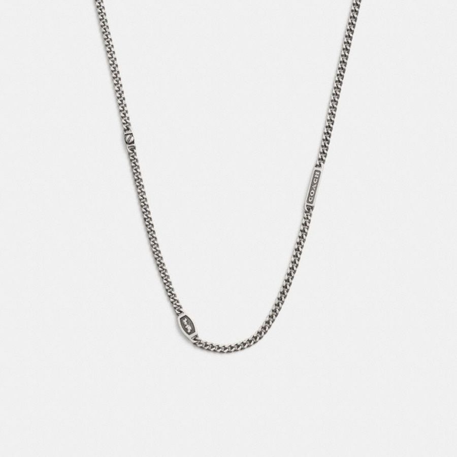 Silver Women COACH® Hallmark Necklace Jewelry | 80597MBGV