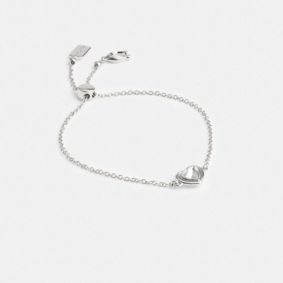Silver Women COACH® Halo Heart Slider Bracelet Jewelry | 46213ZVIA