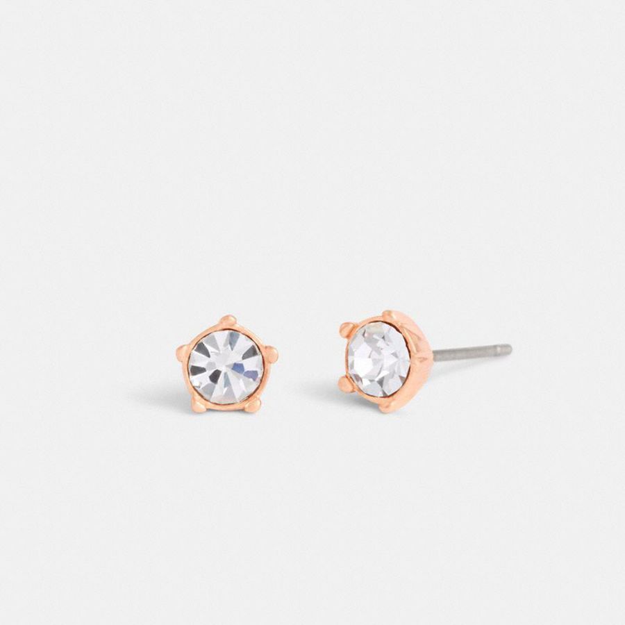 Silver Women COACH® Halo Tea Rose Stud Earrings Jewelry | 38796QOUV