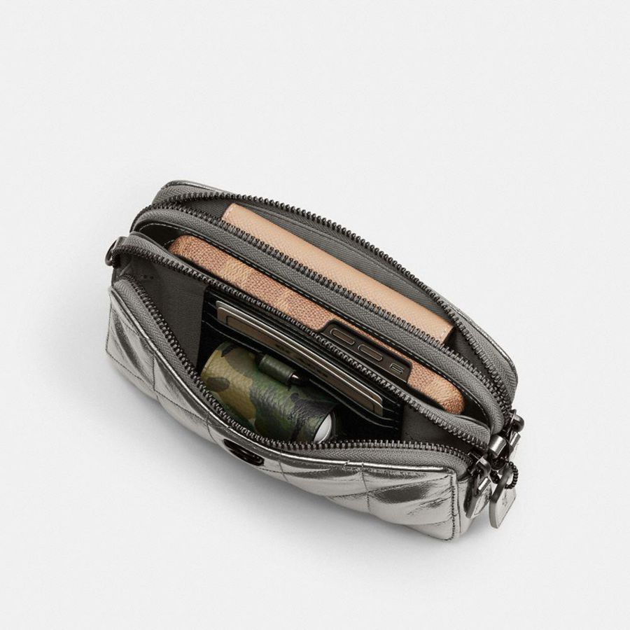 Silver Women COACH® Kira Crossbody With Quilting Clutch Bags | 50831OKVW