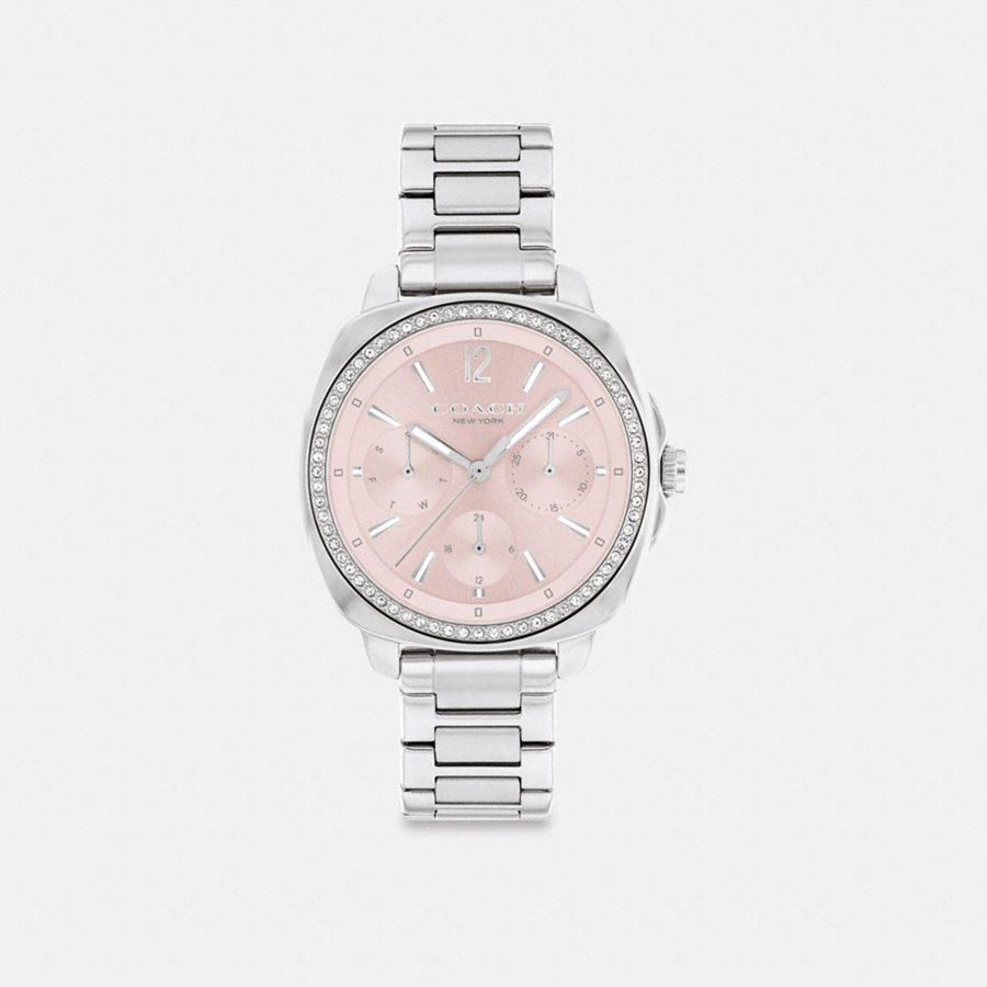 Silver Women COACH® Kitt Chronograph, 34 Mm Watches | 74895YXTS